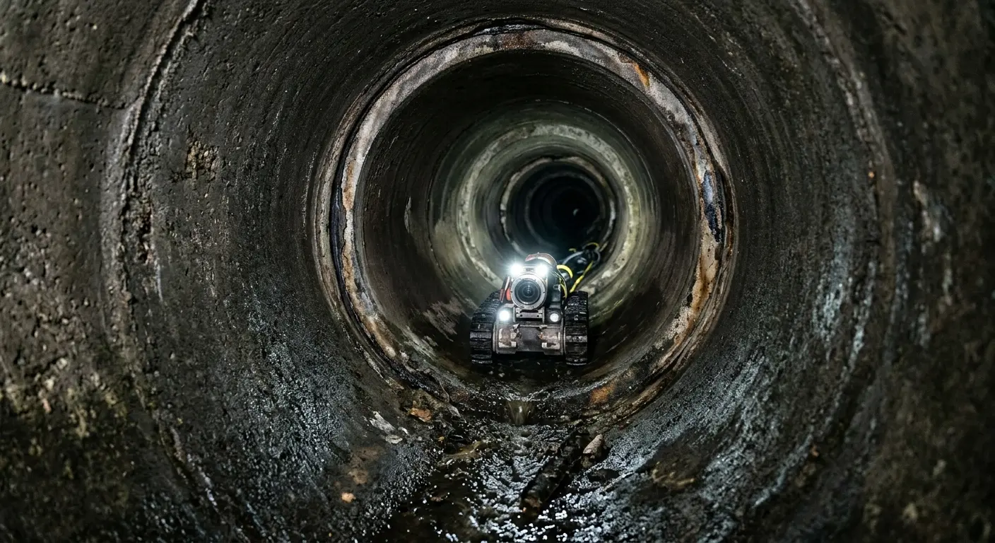 Robotic sewer camera inspecting pipe interior for Drain Snake Service in North Platte